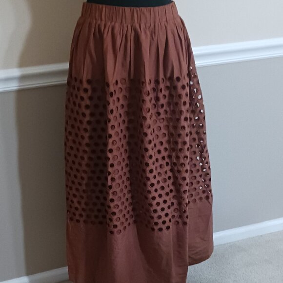 Lane Bryant Dresses & Skirts - Excellent Condition Lane Bryant Plus Size Eyelet Maxi Skirt Brown Lined
